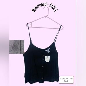 Revamped Black Spaghetti Strap Crop Camisole | SIZE L